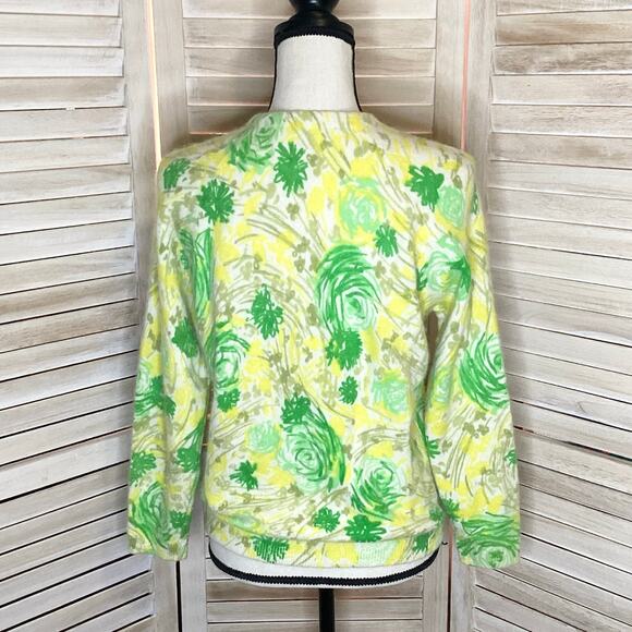 Vintage Lambswool Angora Floral Pearl Button Cardigan 40 M British Colony - Picture 3 of 10